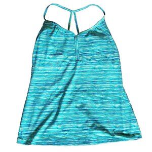 REI Green Blue Tankini‎ Swimsuit Swim Top w Built In Bra Womens Size 12